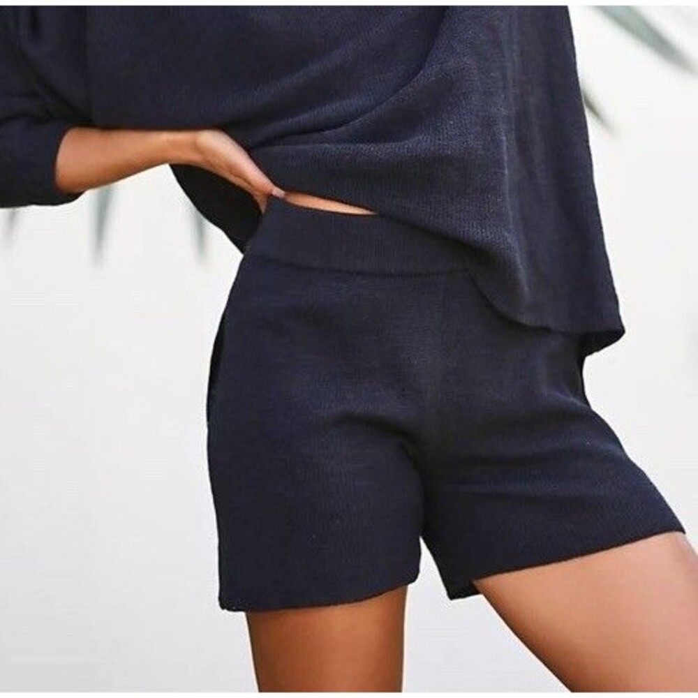 FP Beach by Free People Black Sweater Knit Lounge Shorts Size XL Comfy Baggy
